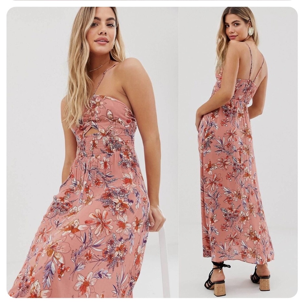 Intimately Free People One Step Ahead Floral Print Halterneck Maxi Dress Size M